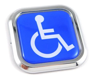 Handicap Symbol Square Chrome rim Emblem Car 3D Decal Badge Bumper sticker 2" - Bild 1 von 8