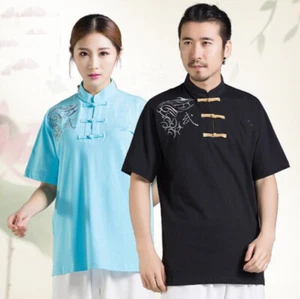 Nuevo Camisetas de Tai Chi de Algodón Chino Kung Fu Wushu Artes Marciales Unisex Verano - Imagen 1 de 25