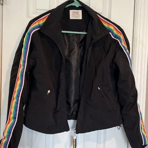 Youth Med Ashley 26 Int Utility Collection Black & Rainbow Windbreaker Jacket - Picture 1 of 7