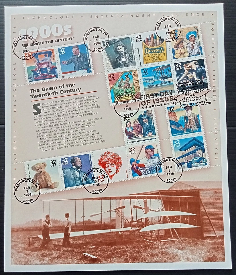(AOP) US celebrate the century 1900s sheet on FDC - Image 1 of 1