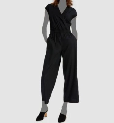 $109 Alfani женщин черный v-образным вырезом искусственного надежном широкие ноги комбинезон размер XL - Изображение 1 из 3