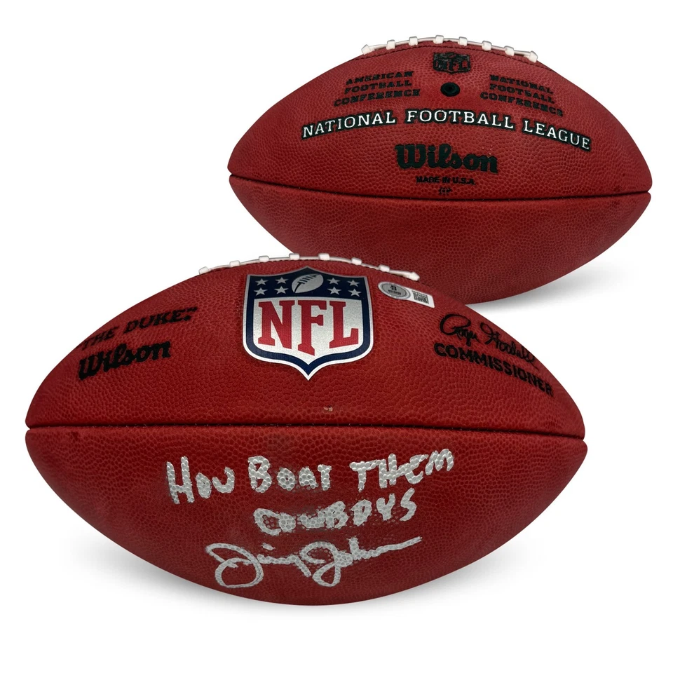 Jimmy Johnson Autographed NFL Duke Authentic Game Football HOW BOUT Beckett COA - Image 1 of 2