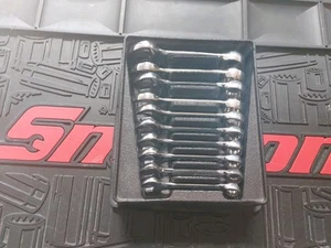 Snap On 10-teiliges Kombi-Midget-Schraubenschlüssel-Set mit Flankenantrieb (10–19 mm) OXIM710B - Bild 1 von 13