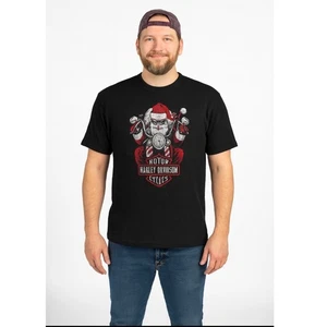 Harley Davidson Weihnachtsmann Motorrad Grafik Shirt Oberteil Herren Large Weihnachten - Bild 1 von 5