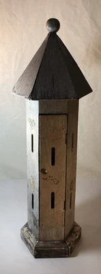 Primitive Vtg Style Wood Hand Painted Table Top Butterfly House Nesting Habitat - Image 1 of 4