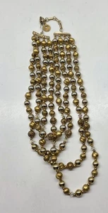 Girocollo vintage firmato LISNER finto tono oro con strass 4 fili - Foto 1 di 10