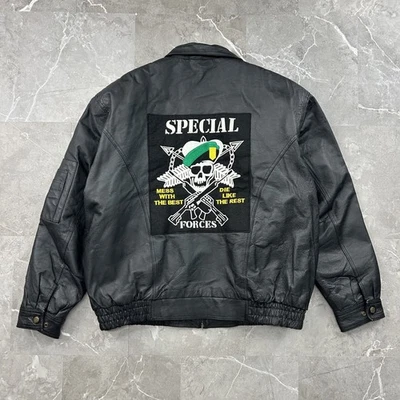 Chaqueta Fuerzas Especiales Para Hombres XL Abrigo de Cuero Parche Militar Calavera Boina Verde Foto 1 de 4