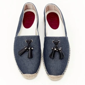 CHRISTIAN LOUBOUTIN Papiougomme blue denim stud tassel espadrille shoes EU42 - Picture 1 of 11