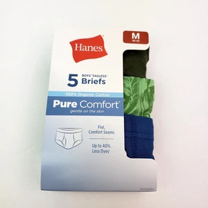 Hanes Ultimate Boys Sz M 10-12 Organic Cotton Pure Comfort Briefs Underwear 5 Pk - Picture 1 of 3