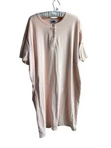 Matropolitan 4269 Henley Night Shirt, Peach Short Sleeve - Picture 1 of 9