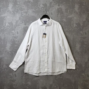Charles Tyrwhitt Shirt Men's XL White Linen Classic Fit Long Sleeve Button-Up - Picture 1 of 11