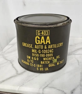Vintage Military 1972 GAA 5lbs Grease Automotive Artillery Lubricant - Bild 1 von 9