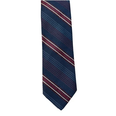 Corbata De Colección Ponte Vecchio Azul Granate Dorado Rayas Poliéster Nueva York y Florencia Foto 1 de 4