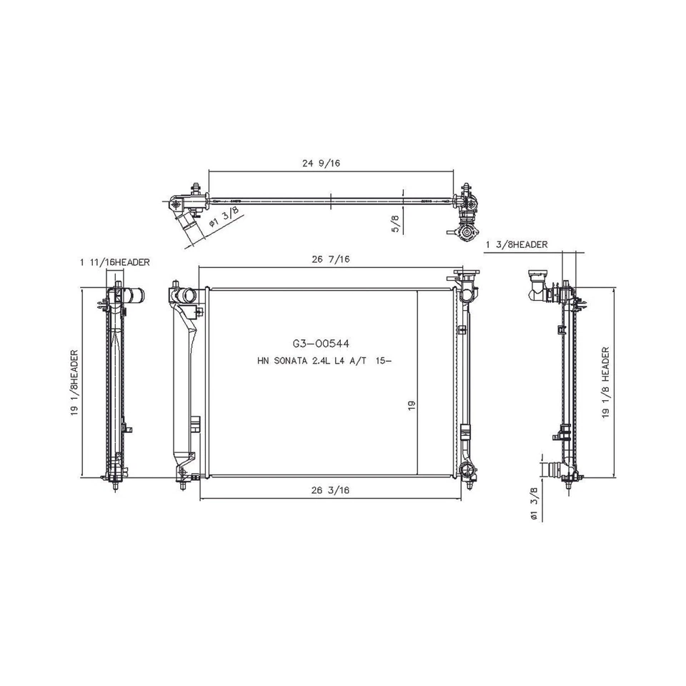 Novo radiador compatível com Hyundai Sonata 25310C2000 2015-2019 - Imagem 1 de 1