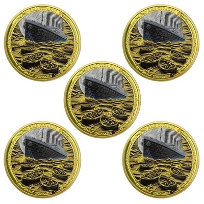 5 PIEZAS Nueva Moneda de Oro Titanic RMS Coleccionables 1912 Medalla Artefacto Histórico Foto 1 de 4