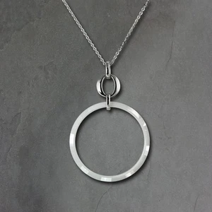 Amello Collar Acero Inoxidable Cerámica 50cm Círculo Joya Blanco Plata ESKX14W - Imagen 1 de 5