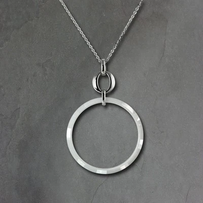 Amello Collana Acciaio Inox Ceramica 50cm Circle Gioiello Argento Bianco ESKX14W - Immagine 1 di 4