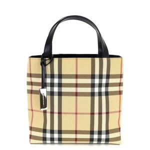 Burberry Mini Tote Bag Nova Check Beige PVC Canvas Leather From Japan RIN - Picture 1 of 24