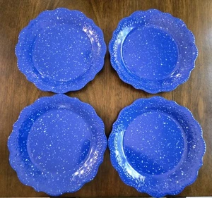 Pioneer Woman Juliette Cobalt Blue Salad Plates Melamine SET of 4 - Picture 1 of 5