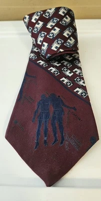 Corbata Vintage AMPLIO ZODIACO GEMINI Estampado Granate/Azul JC Penny's Mod Hippie Foto 1 de 4