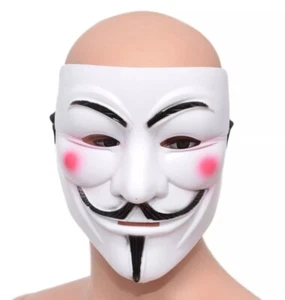 ✅V de Vendetta Guy Fawkes ✅Vestido de fantasía de hacker Halloween ✅Máscara facial - Blanco NUEVO✅ - Imagen 1 de 1
