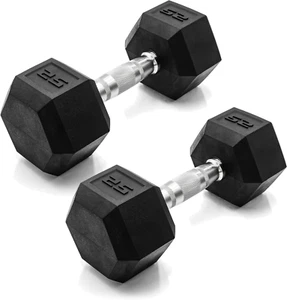 DUMBBELL WEIGHT PAIRS Chrome Handles 20-50 lb Hexagonal Sets - Picture 1 of 13
