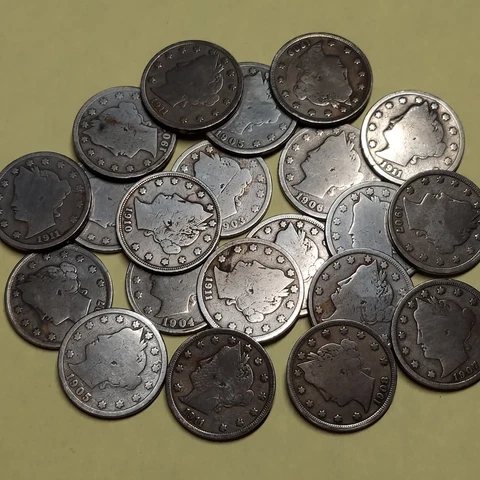 💰 1902 - 1911 U.S. Liberty Head (Barber) V Nickels With Dates - 1 coin Cover