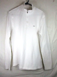 MICHAEL KORS WOMENS SIZE MEDIUM TOP AHTLEISURE WHITE WAFFLE KNIT 1/4 ZIP - Picture 1 of 6