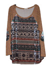 ODDY By Anthropologie Christmas Print Top Shirt 1X Plus sz  Velvet Shiny Shimmer