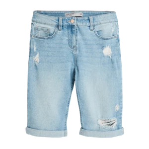 Ladies N@@t Denim Knee Length RIPPED Shorts Blue Sizes 6 - 20 - Picture 1 of 1