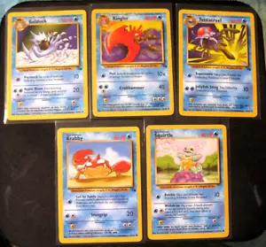 1999 POKEMON UNBEGRENZT 5 KARTEN WASSER SET Golduck/Kingler/Tentacr./Krabby/Squirtle - Bild 1 von 7