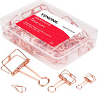 Rose Gold Wire Binder Clips and Cute Paper Clips Set Assorted Sizes, 2 Large 6 M