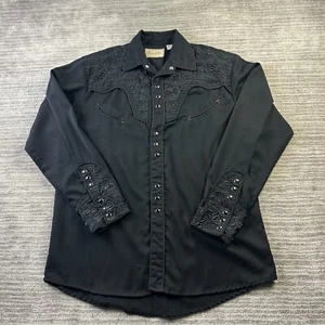 Scully Shirt Mens Medium Black Western Snap On Smile Pockets Pearl Snap - Picture 1 of 9
