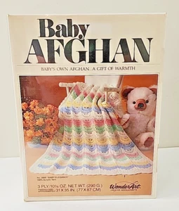 Baby Afghan WonderArt #2800 Crochet Complete Kit Pastel Striped - Picture 1 of 6