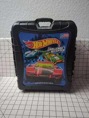 MATTEL HOT WHEELS 110 CAR CARRY CASE HARD BLACK PLASTIC - Image 1 of 4