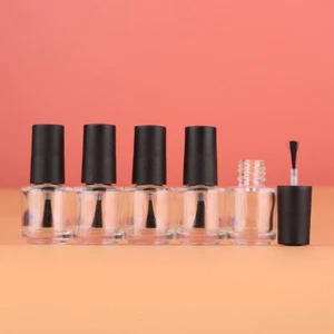 5/10pcs 5ml Empty Nail Polish Bottles Clear Glass Sub-bottling with A Lid Brush - Picture 1 of 9