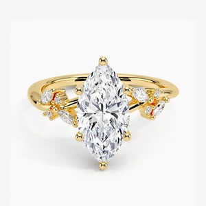 2 Ct Marquise Cut Lab Grown Diamond Solitaire Engagement Ring 14k Yellow Gold - Picture 1 of 3