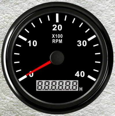 85mm/3-3/8" Tachometer 4000RPM For Gas or Disel Engine Cars Marine UTV ATV Black - Image 1 of 4