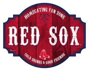 MLB Boston Red Sox 12" Distressed Wooden Homegating Fan Zone Tavern Sign Decor - Picture 1 of 1