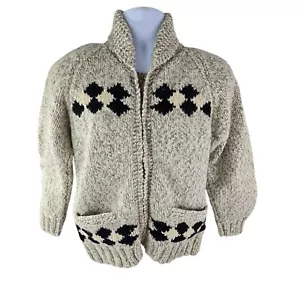 Vintage Wool Thick Heavy Cowichan Full Zip Cardigan Sweater S / M - Picture 1 of 12