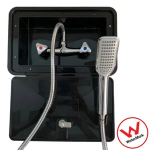 Black External Caravan Shower Box Watermarked also suits Camper Trailer, Boat RV - Picture 1 of 4
