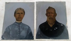 Vintage Tin Type Photo MAN AND WOMAN - Picture 1 of 4