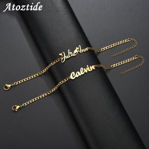 customized Name Bracelet Engraved Stainless Steel Bangle for women Cuban Chain