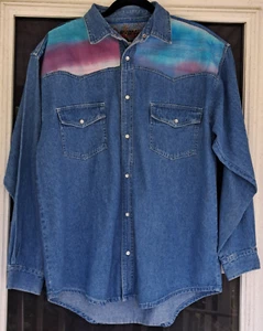 Sunbelt Sportswear Damen XL verziert Denim Art To Wear Shacket Farm Country - Bild 1 von 11