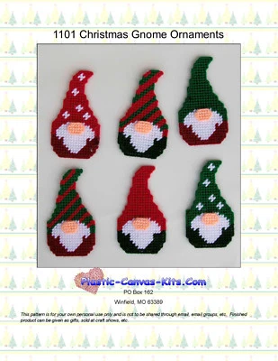 PLASTIC-CANVAS-KITS.COM Gnome Christmas Ornaments-Plastic Canvas Pattern or Kit