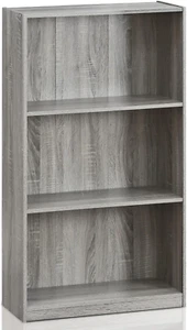 Basic 3-Tier Bookcase Storage Shelves, French Oak Grey - Picture 1 of 7