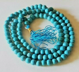 Turquoise Prayer Mala Necklace 108 Beads 24 inches long - US Seller - Picture 1 of 1
