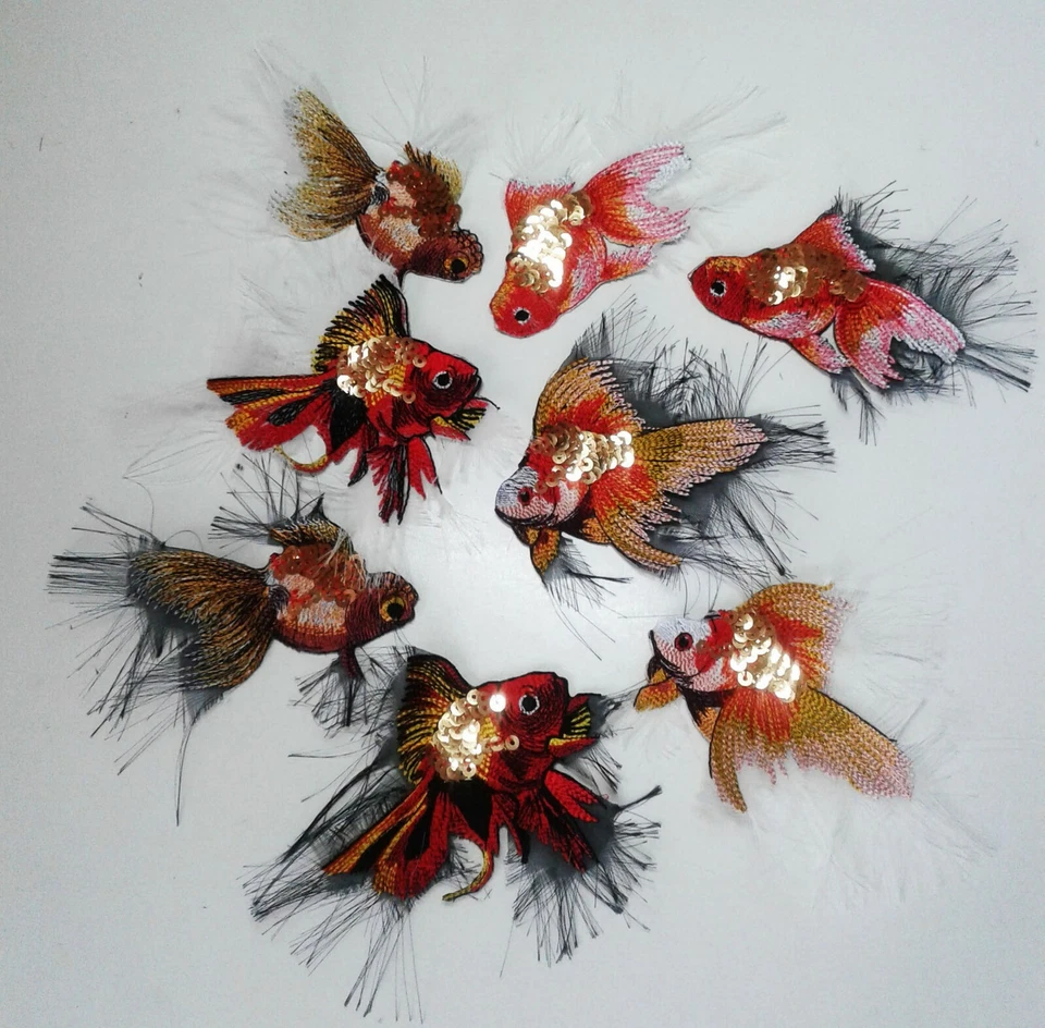 Goldfish 8 pcs Set Handmade Embroidered Patch from Ukraine - Image 1 of 4