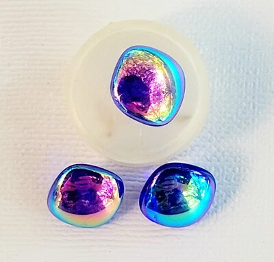 1986 Blue Iridescent Round Square Shank Button The Collection La Mode New 3/8" - Image 1 of 4