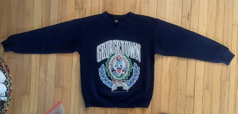 Vintage Georgetown Hoyas Size L Blue Crew neck Sweatshirt Made In USA Cover
